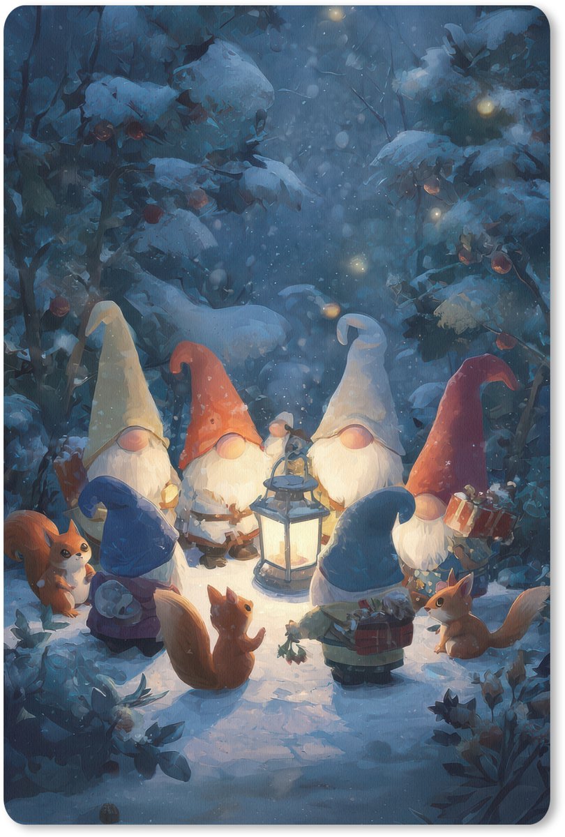 Muismat 18x27 cm - Mousepad Winter - Gnooms - Eekhoorns - Meerkleurig - Muismatten