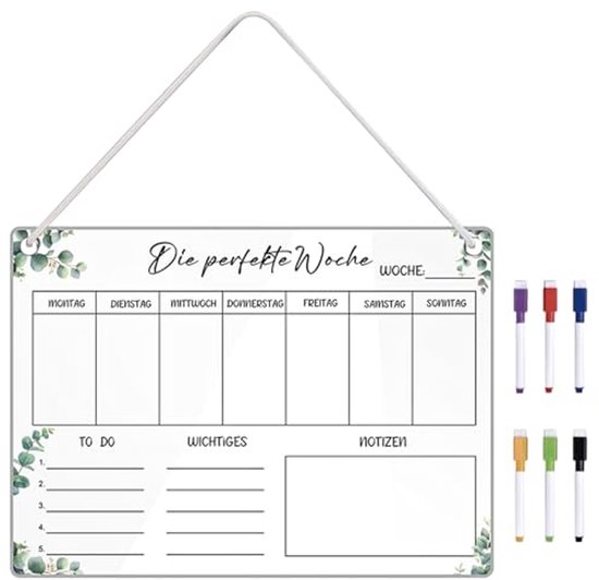 paper&you® weekplanner A4 zonder vaste datum Cactus 50 vellen - afsprakenplanner met takenlijst, boodschappenlijst, groot notitieveld & meer - duurzaam & klimaatvriendelijk