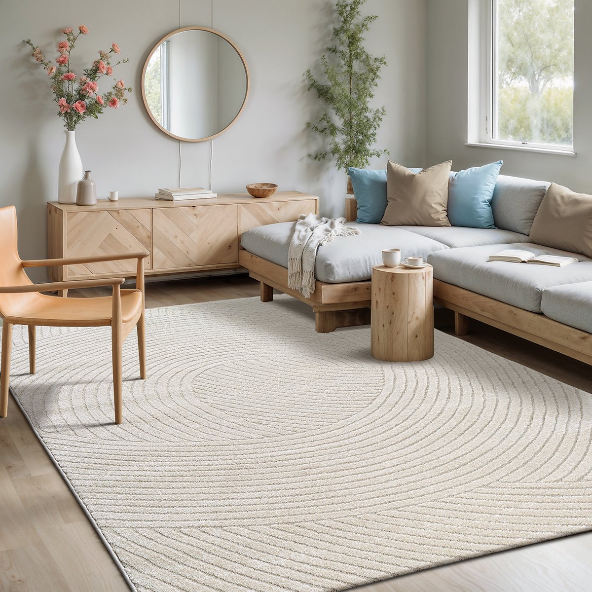 Mia’s Teppiche Atlas – modern vloerkleed met 3D structuur, zacht & onderhoudsvriendelijk, crème, 120 x 170 cm