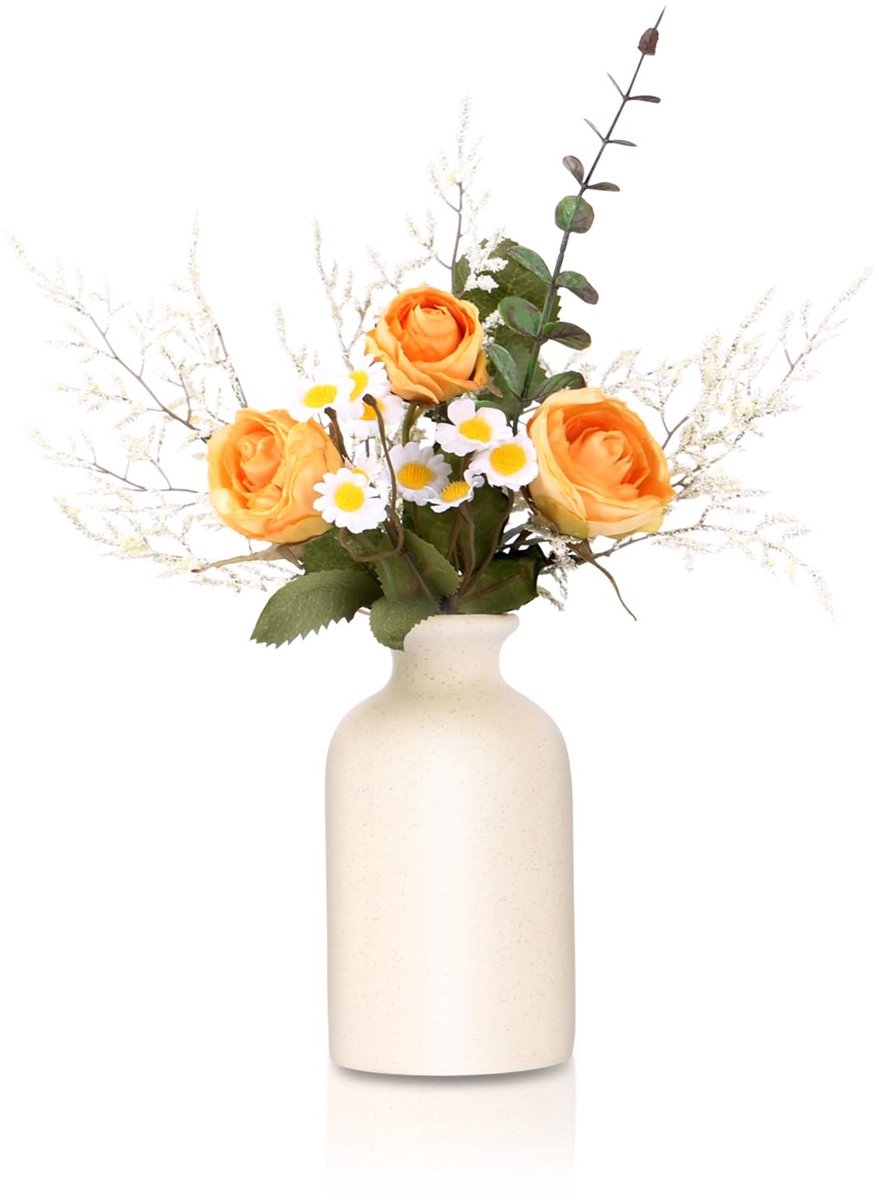 Unyqoos® Decoratief Kunstbloemenboeket met Vaas voor Woon- en Tafeldecoratie