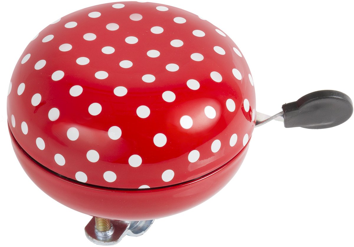 M-wave Fietsbel Ding-dong 80mm Rood Met Witte Stippen