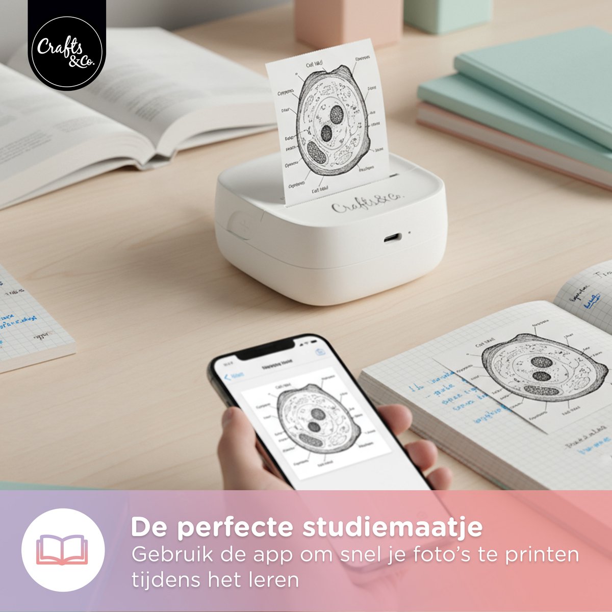 IGERESS Mini Printer, Draadloze Bluetooth Pocket Thermische Printer Sticker Printer Draagbare Notities Foto Printer Ontvangstpapier Printer Compatibel Met Ios En Android