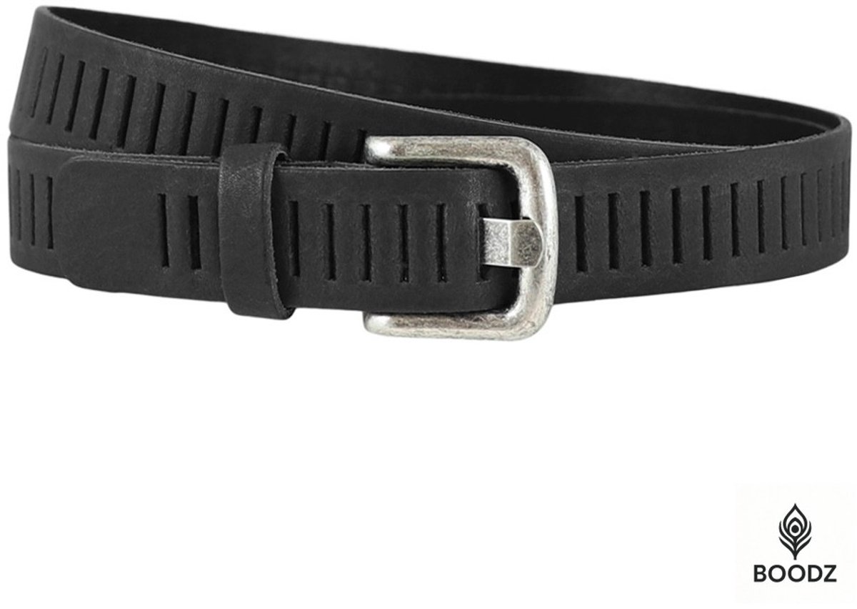 Boodz Leren Gleufjes Riem 3 cm Zwart | Maat 85