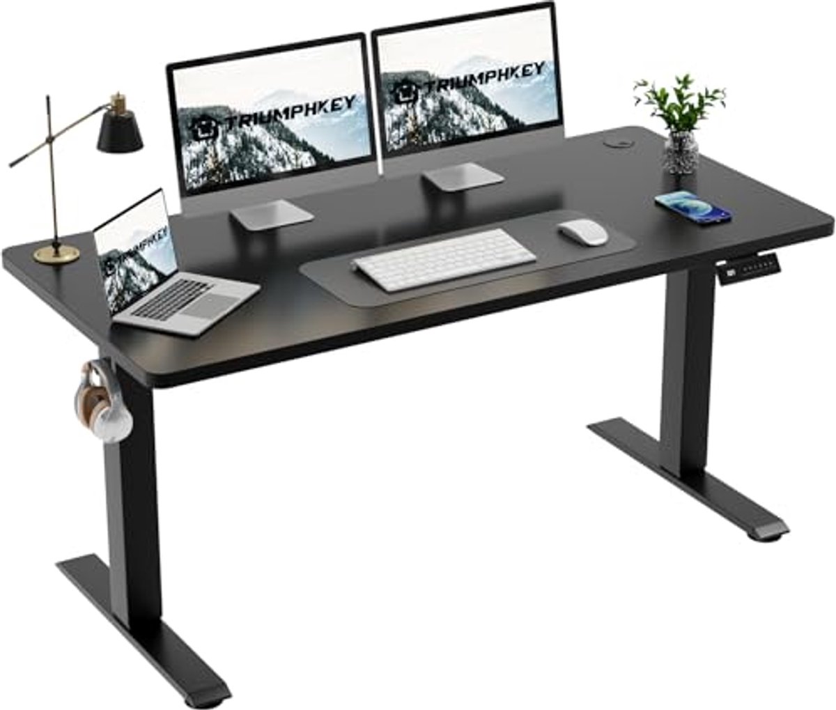 In hoogte verstelbaar bureau met elektrische bediening en 4 geheugenfuncties 140 x 60 cm