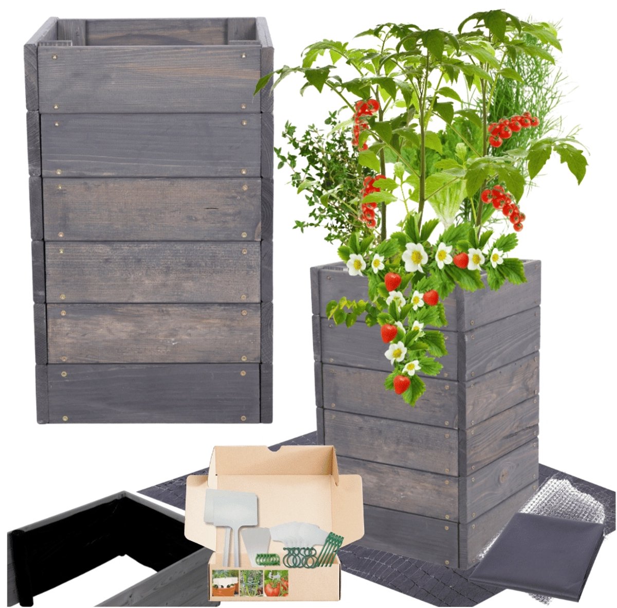 Houten kweekkast 54x33x30cm - verhoogd bed met gratis tuinmanset