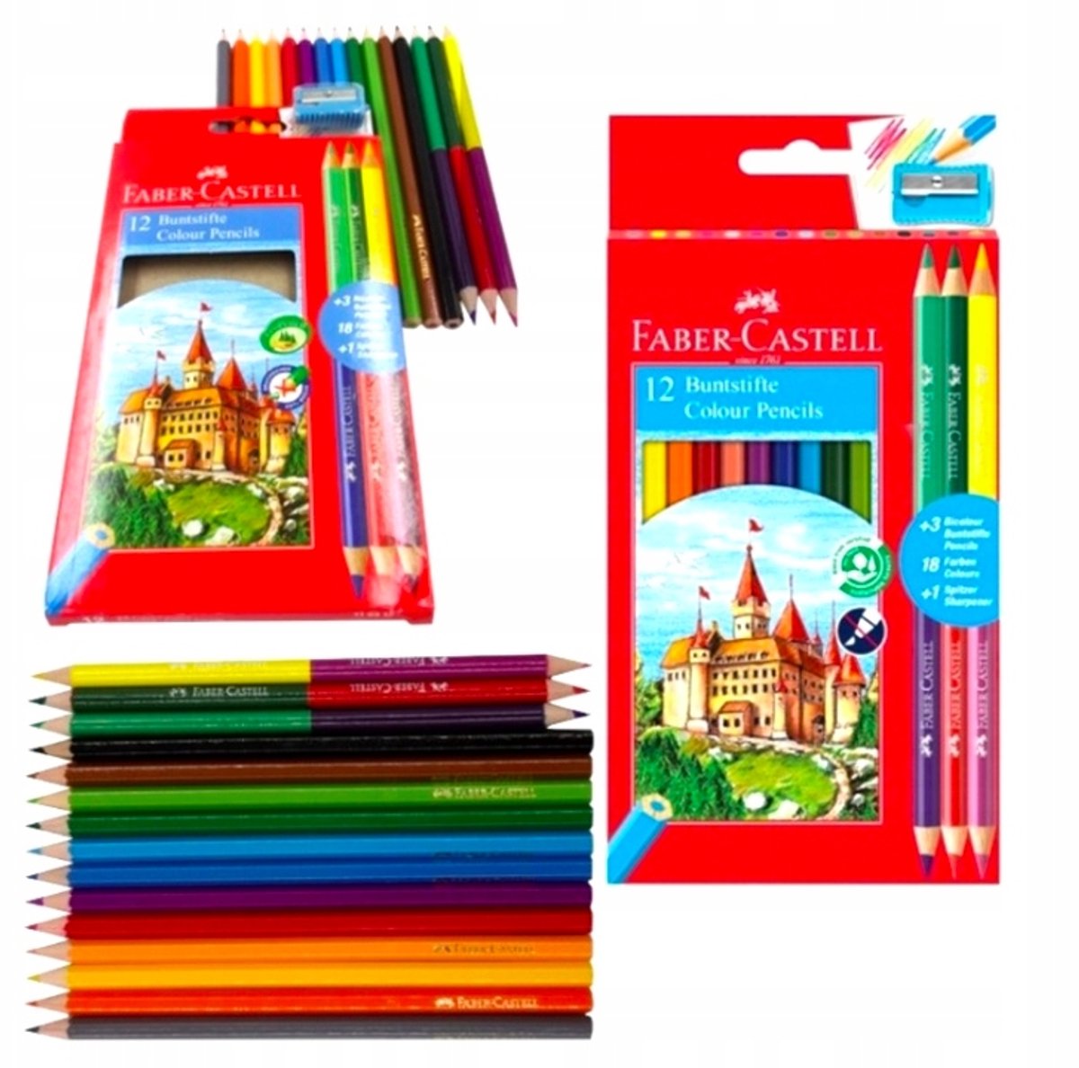 Faber-Castell Kleurpotloden Set: 12 Kleuren + 3 Dubbelzijdige Potloden