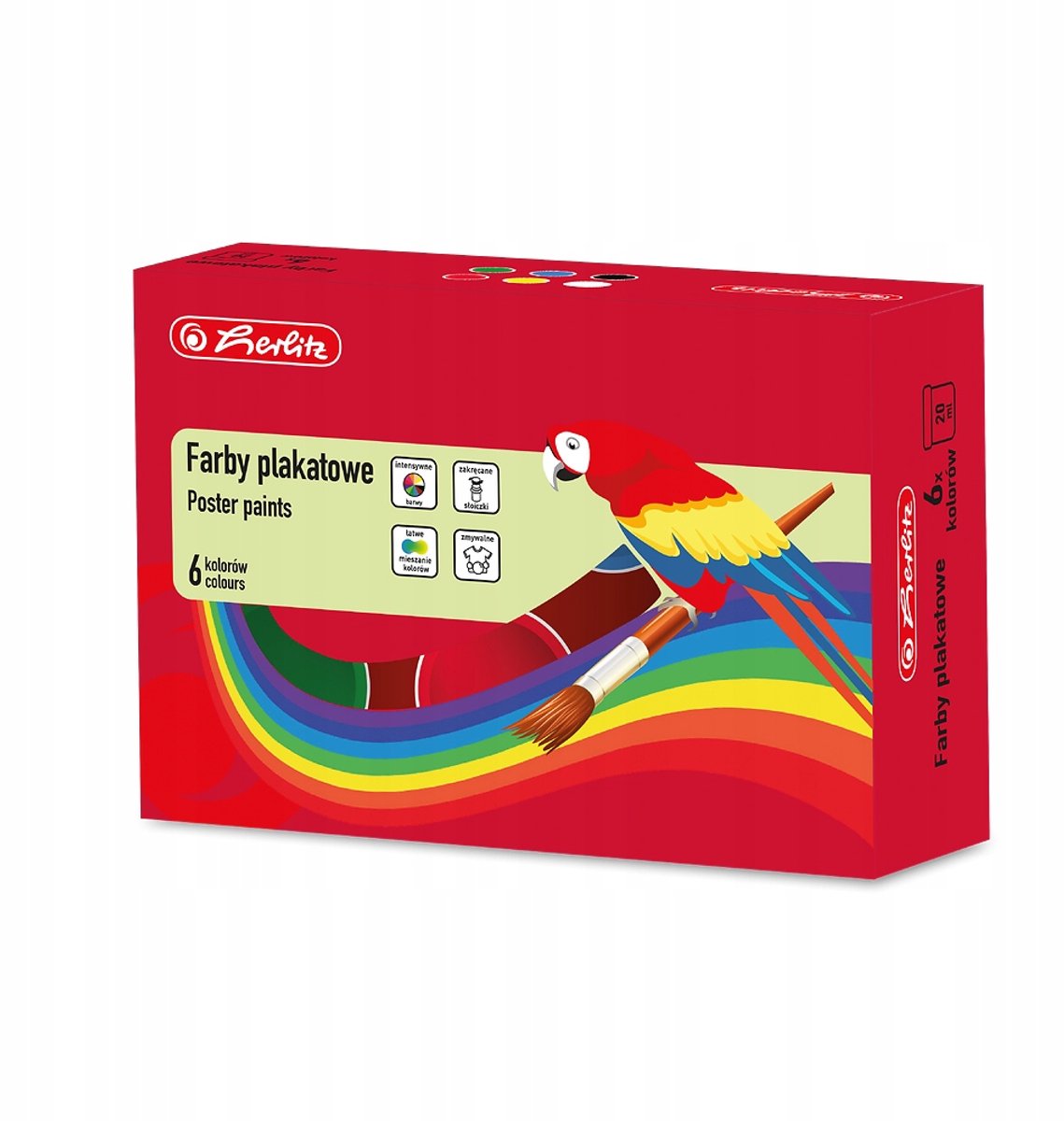 Herlitz Plakkaatverf Set - 6 Levendige Kleuren, 20ml per Potje