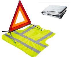 Autopech set - Veiligheidsdriekhoek - Geel hesje - Reddingsdeken aluminium - 3-delige Auto Veiligheidsset - CHPN