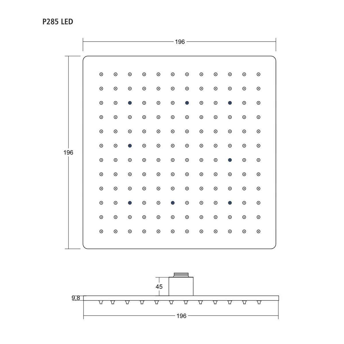 Corsan ANGO LED Doucheset Chroom Vierkant - Hydrogenerator