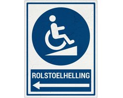 Rolstoelhelling links bord met tekst | Sign Again materiaal | 20 x 15 cm