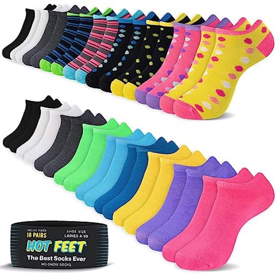 Chaussettes No-Show pour Femmes (6PK) en Couleurs Diverses - Base Parfaite pour Chaque Outfit