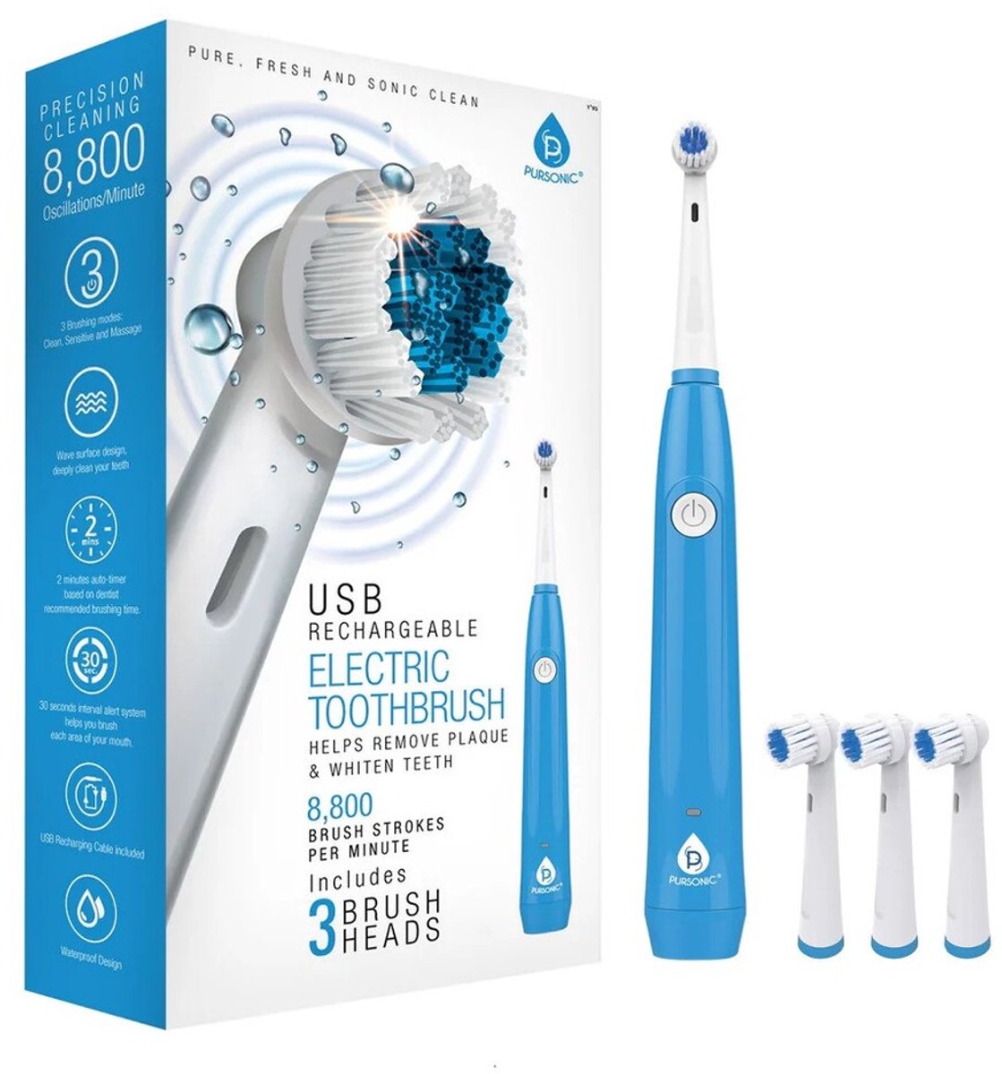 Pursonic USB Oplaadbare Tandenborstel - Wit