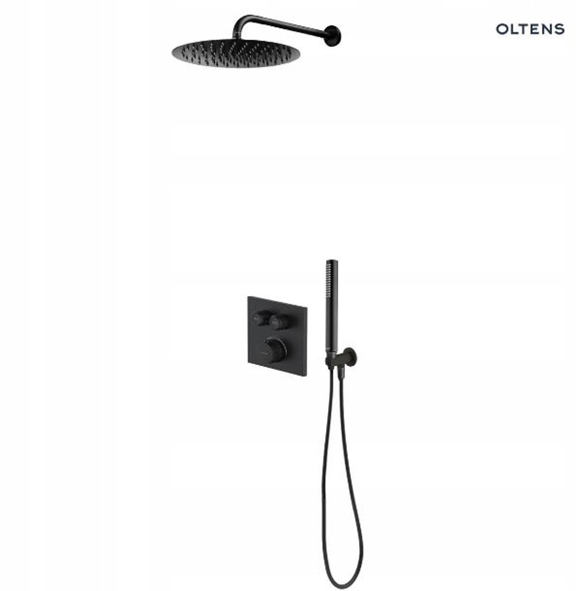Oltens Onega S thermosta­tisch inbouw douche­set met regendouche 22cm mat zwart