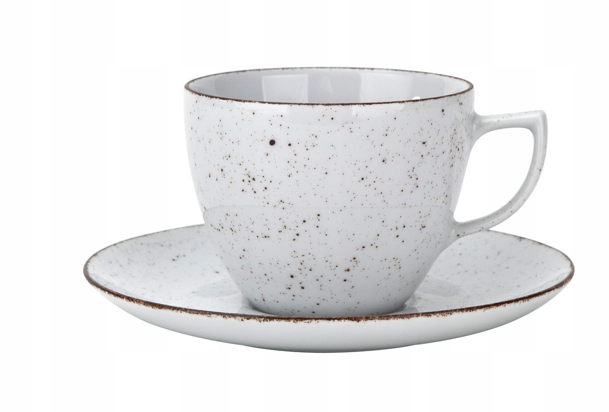 Chodzież City Koffieset: 6 witte kopjes (200 ml) met schotels
