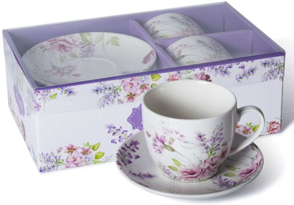 Livello Porseleinen Kopjes met Schotels Set (2 stuks, 250ml)