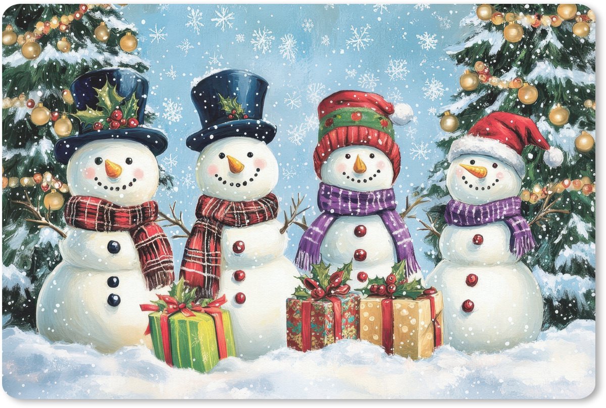 Muismat 27x18 cm - Mousepad Vrolijk - Sneeuw - Kleurrijk - Muismatten