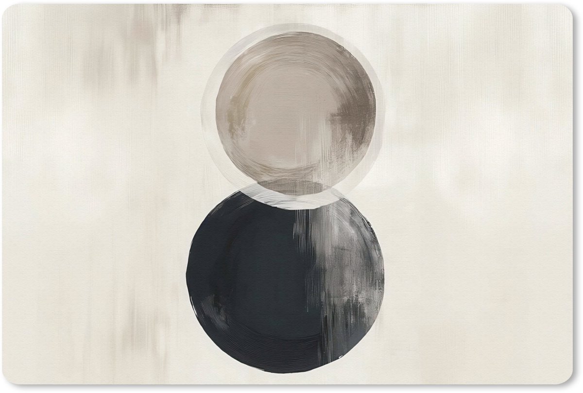 Muismat 27x18 cm - Mousepad Cirkels - Vorm - Beige - Abstract - Muismatten