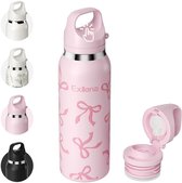 RVS Drinkfles 650ml - Met éénknopsopening, draaghengsel, lekvrij en BPA-vrij - Geschikt voor koolzuurhoudende dranken - Voor sport en kantoor