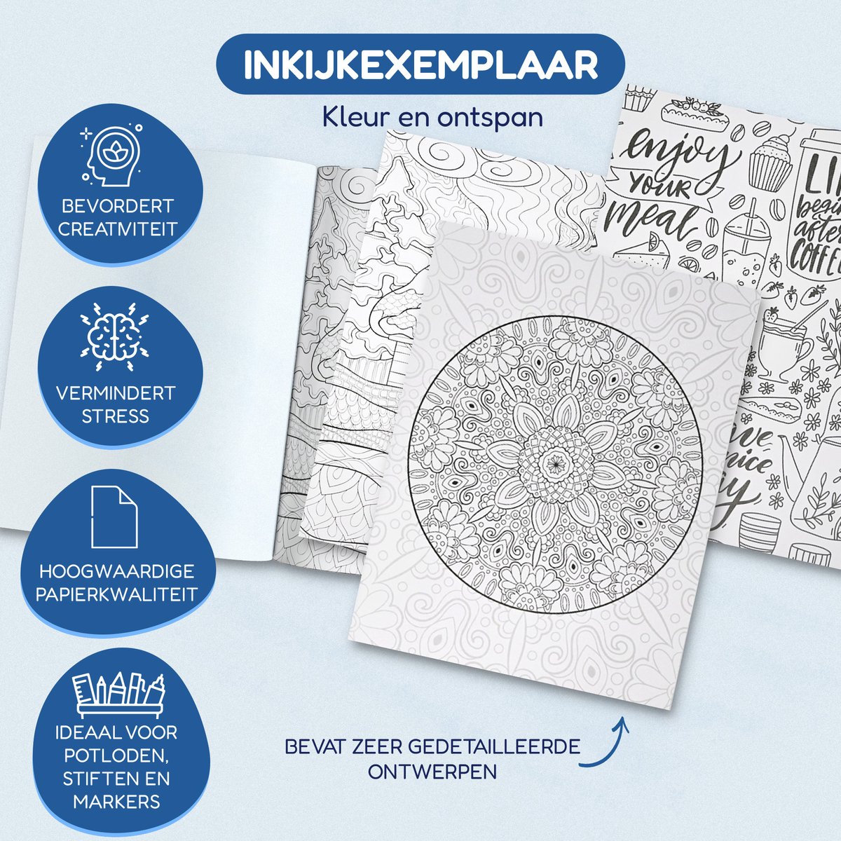 Kleurboek voor Volwassenen 3-in-1 Bundel - Mandala, Sayings, Doodling - Mandala Kleurboek Volwassenen - Kleuren voor Volwassenen - Tekenen voor Volwassenen - Creatief Volwassenen - 48 Pagina's - 29,7 x 21 cm — afbeelding 4