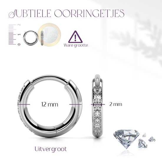 Semyco® Boucles d'oreilles en argent femme Nova - Boucles d'oreilles Or blanc 14 carats PVD - Zircone Earcandy 12 mm - Boucles d'oreilles coquelicot Fille - Cadeau pour petite amie - Klein taille