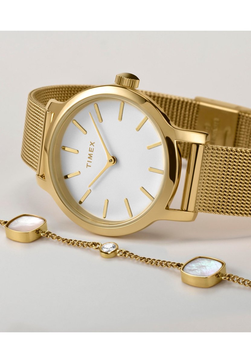 Timex Transcend Kwarts Analoog Horloge Gouden Toon Case: 100% Low Lead Brass| Bracelet: 100% Stainless Steel 31 mm TWG063900AJ, TWG064100AJ