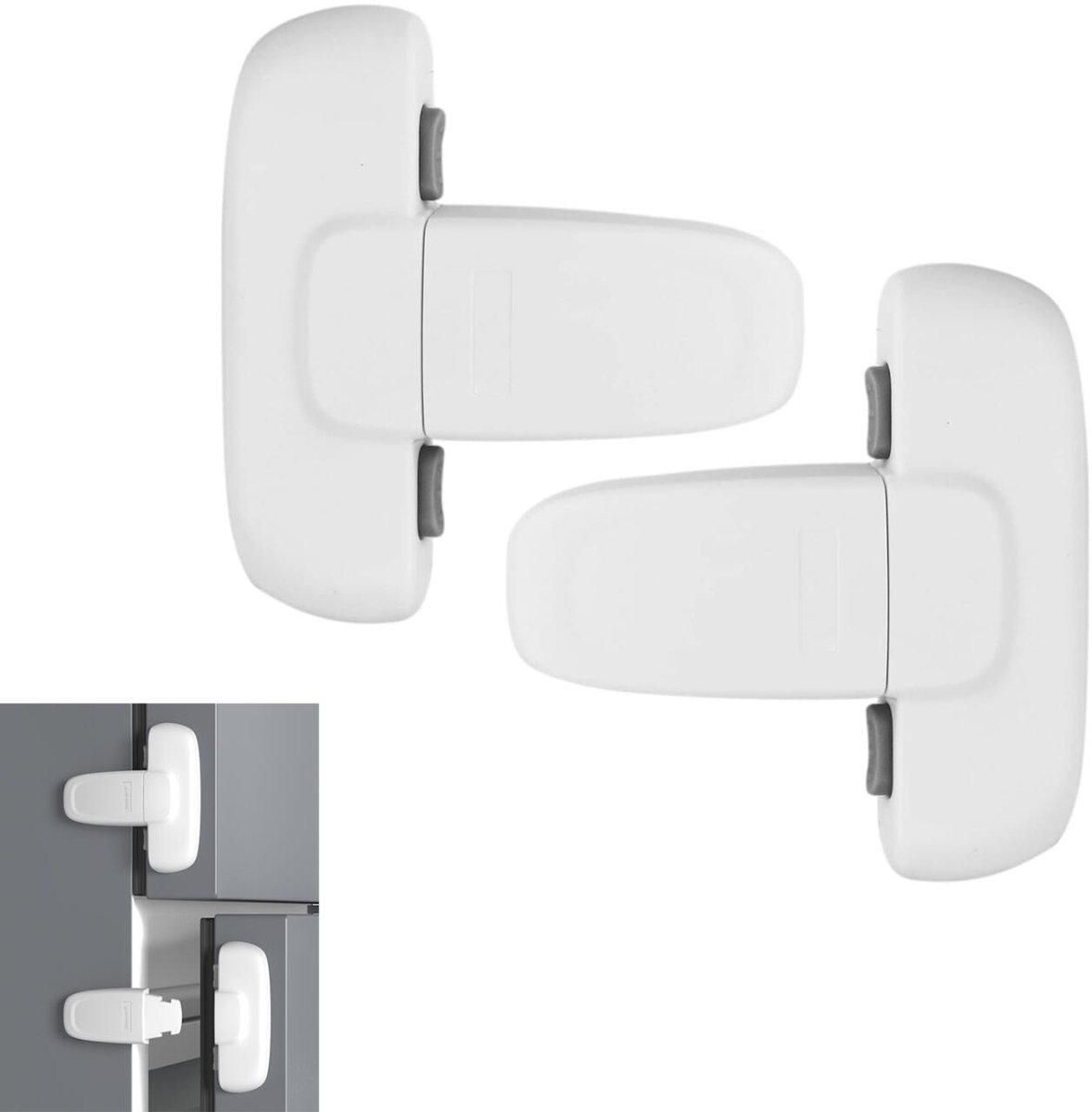 Image of 2 stuks - koelkast sloten voor kinderen - koelkast deurslot voor thuis - babyveiligheid - kastsloten - koelkast slot - vriezervergrendeling - koelkast slot voor koelkastdeur, vriesdeur - geen gereedschap of boren nodig - wit