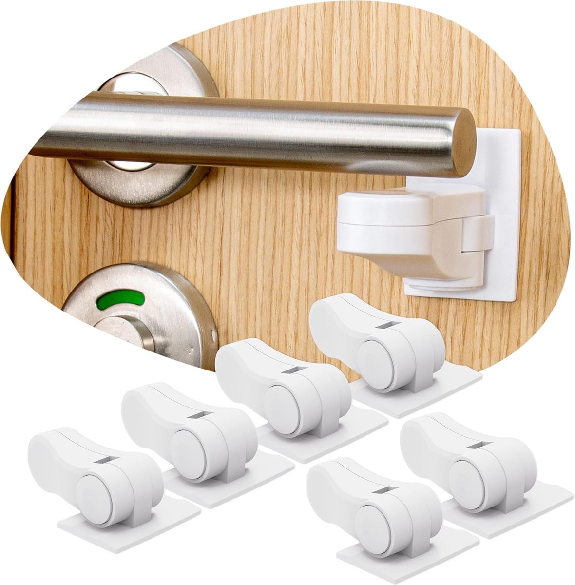Image of 6-pack deurhendelsloten voor kindveiligheid - Babybeveiliging - Kinderveilige handgreepsloten