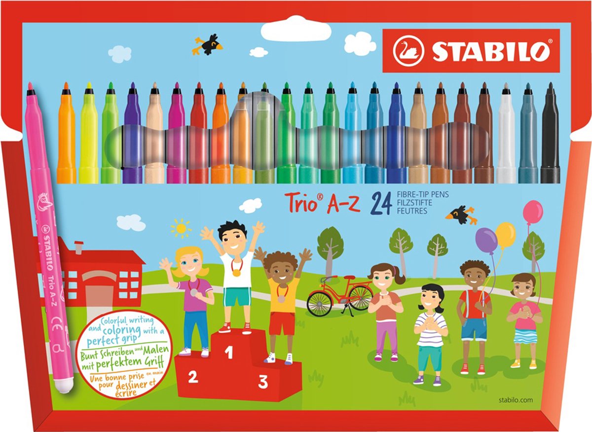 STABILO Trio A-Z - Viltstift - Met Ergonomische Driekantige Gripzone - Etui Met 12 kleuren — afbeelding 9