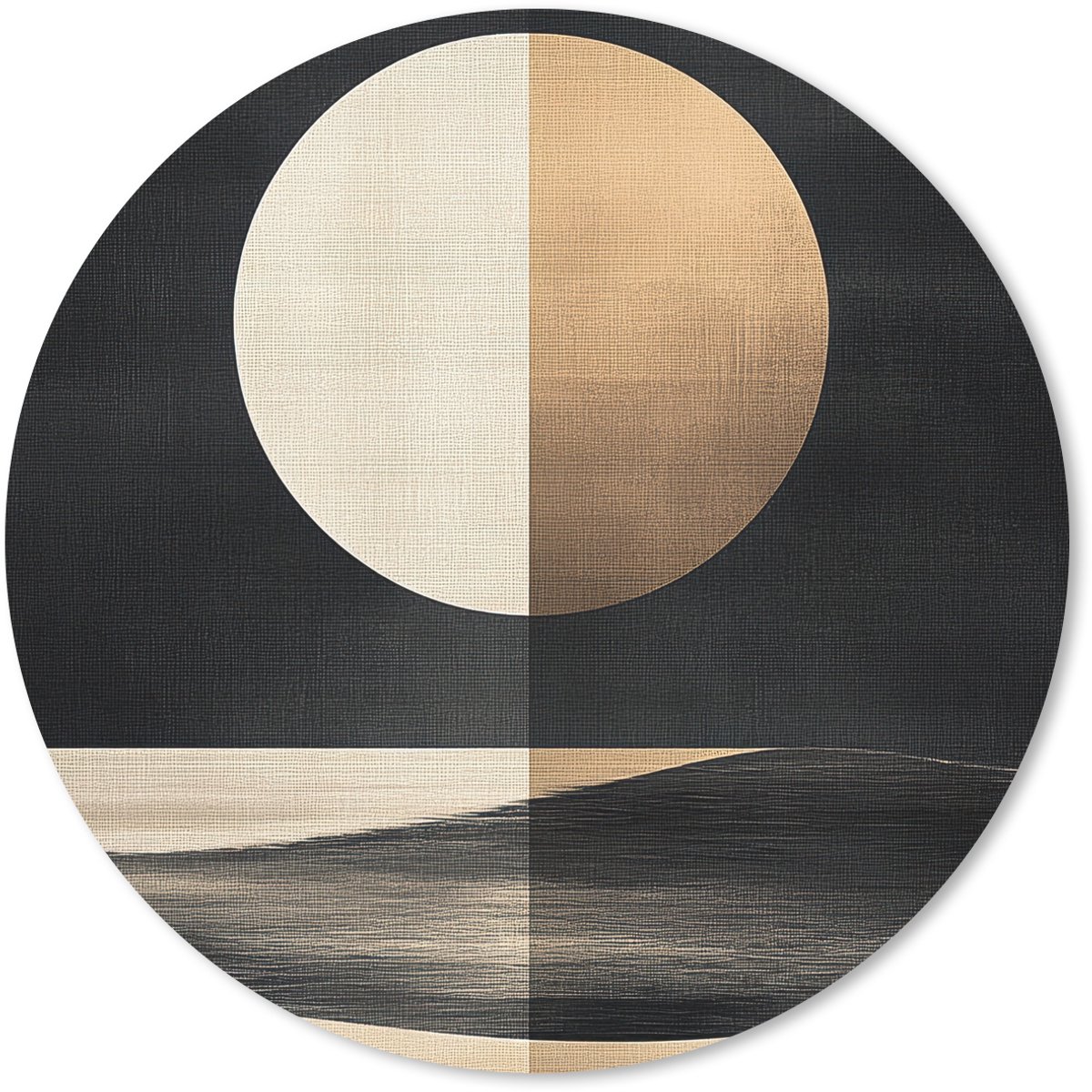 Muismat rond 30x30 cm - Mousepad Maan - Cirkel - Goud - Ronde muismatten