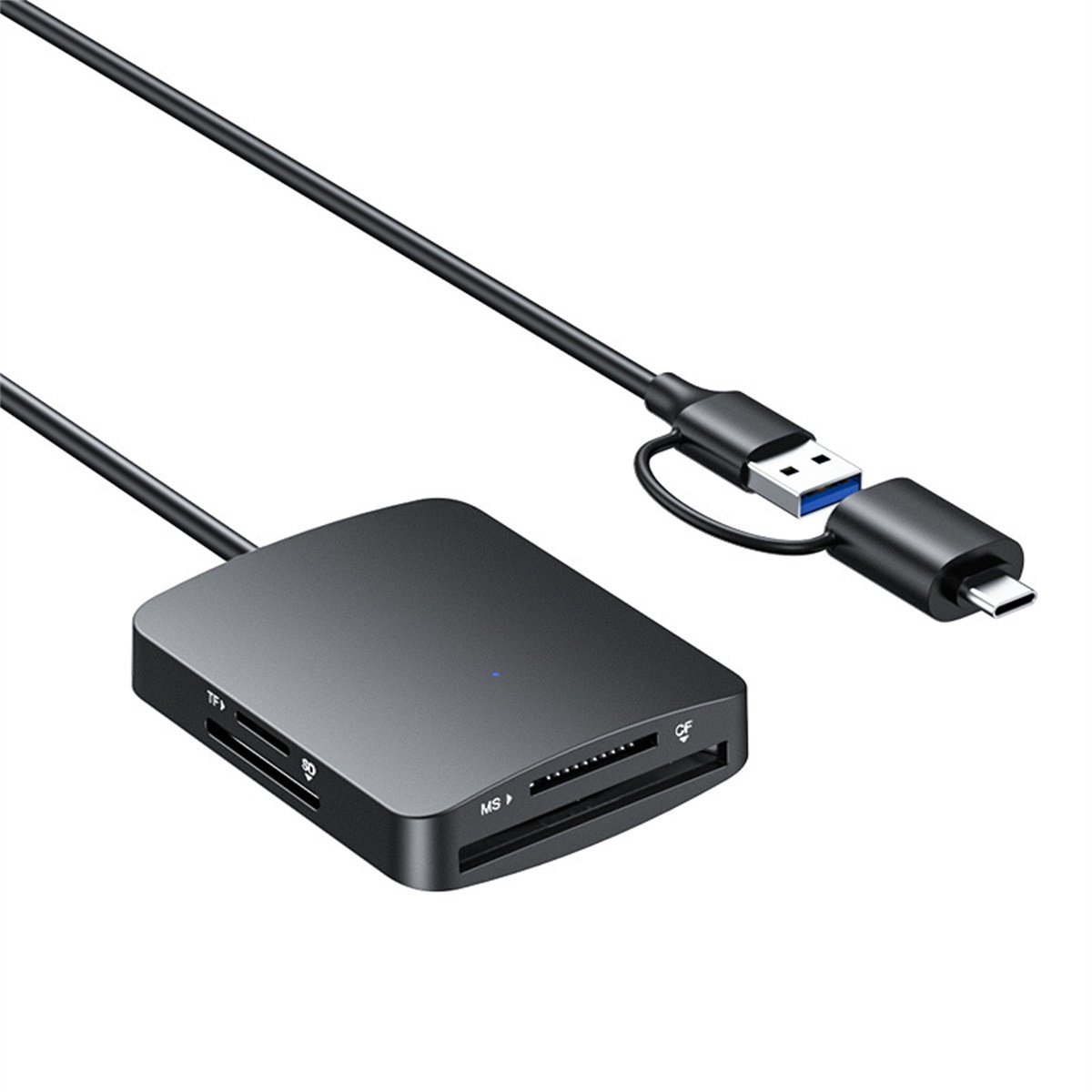 TOVBMUP Geheugenkaartlezer - 4-in-1 - USB USB-C naar SD - CF-kaart - Kaartlezeradapter