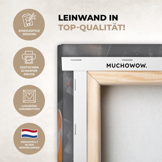 Peinture sur toile 80x120 cm - Décoration murale Graffiti - Highlander écossais - Vache - Coloré - Décoration murale murale salon - Décoration chambre - Accessoires de chambre - Peintures