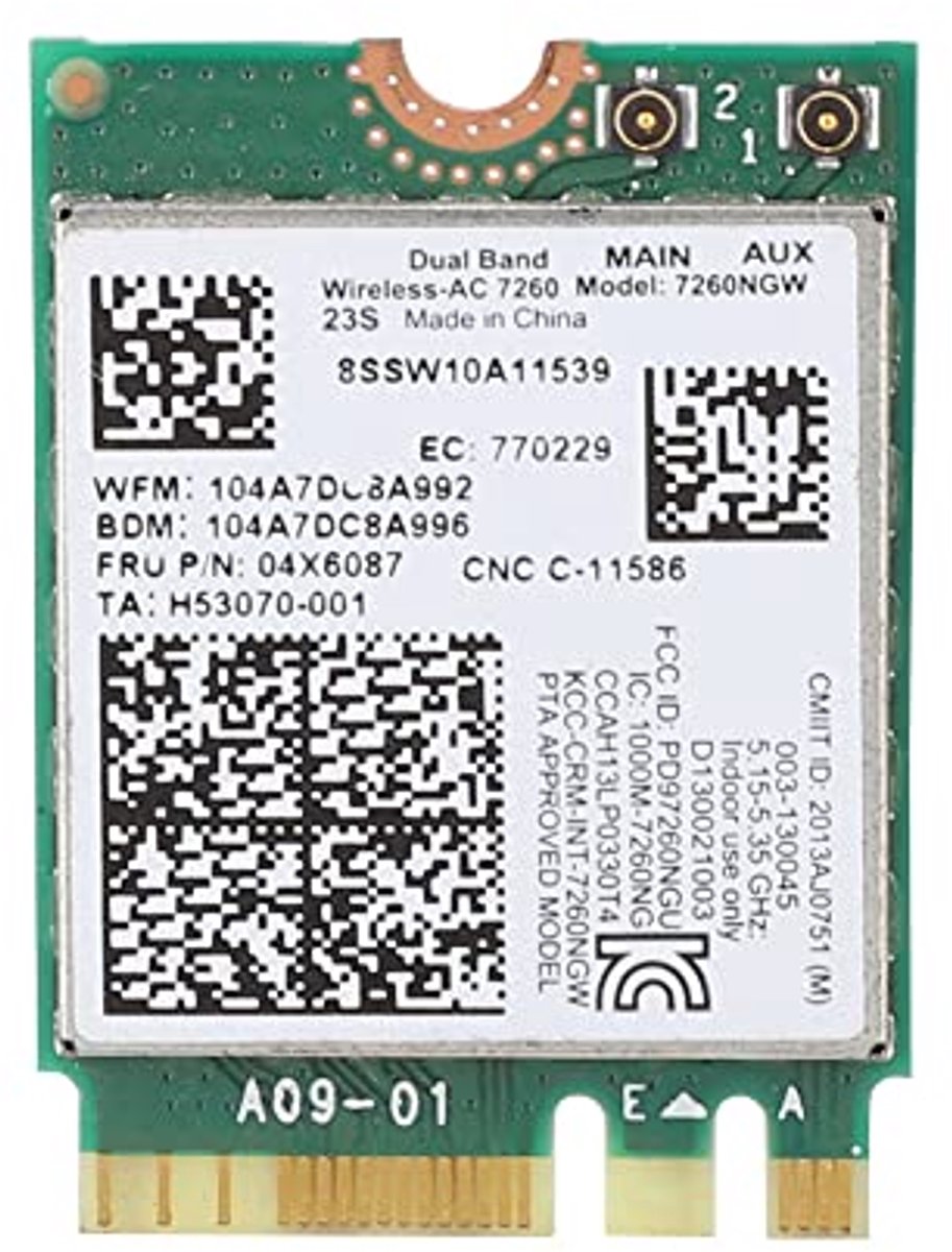Dual-band WiFi-kaart tot 867 Mbps voor laptops