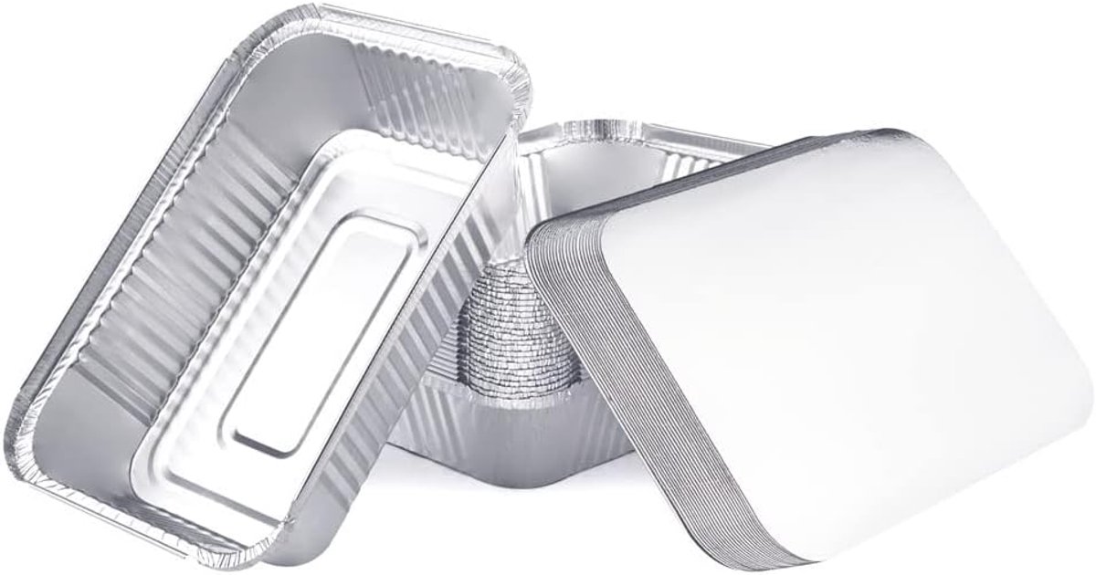 Kapsalon bak - 911 ml - 100stuks - + deksel - Aluminium - alubak