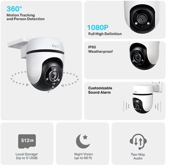 TP-Link Tapo TC40 Dome IP-beveiligingscamera Binnen & buiten 1920 x 1080 Pixels Plafond/muur/paal van TP-Link — afbeelding 4