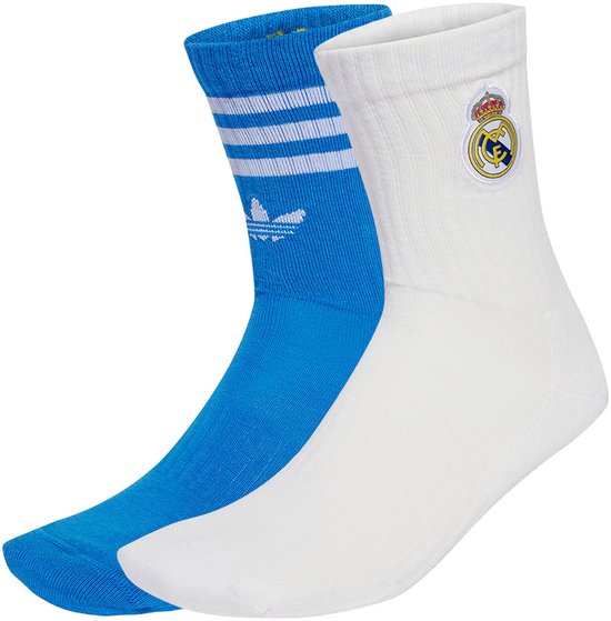 Chaussettes Adidas Real Madrid, lot de 2, Wit et Blauw , pointures 46 à 48 (homme/femme).