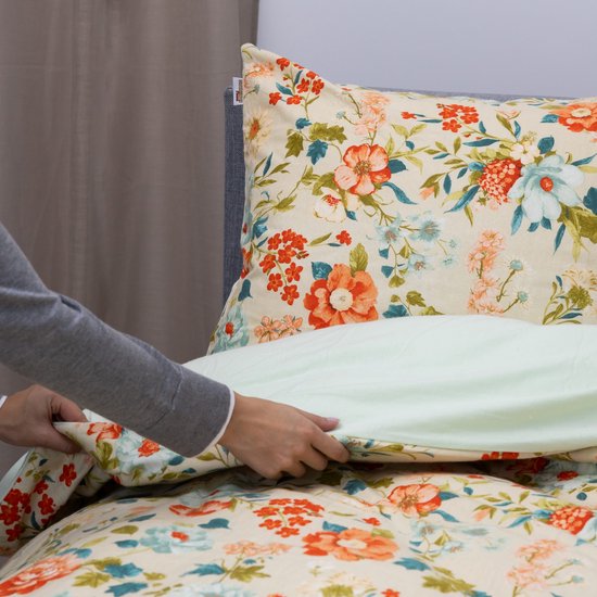Luxueuze Terschellinger Flanellen Winter Dekbedovertrekset - Veldbloemen Vintage - Voor Ultiem Comfort en Warme Nachten - 200x200/220 cm van Merkloos — afbeelding 2