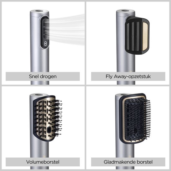 BaByliss 4-in-1 Wet to Dry Air Wand AS6555E Föhn - Drogen / Stylen / Gladmaken / Volume - Limited Edition - High Speed Digitale Haardroger (123km/h) - 3 opzetstukken voor elke look - Verbergt losse haren - Föhnborstel