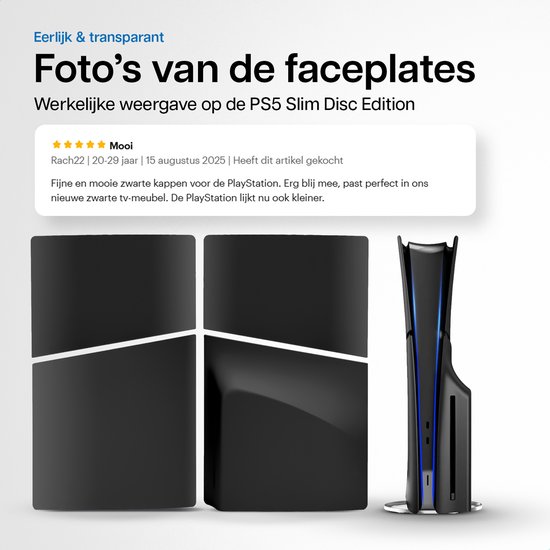 Playstation 5 Slim Faceplates Disc Edition (niet geschikt voor standaard PS5 & PS5 Pro) - Inclusief Mid Skin - Accessoires - Faceplate - Cover - Plate - Skin - Zwart