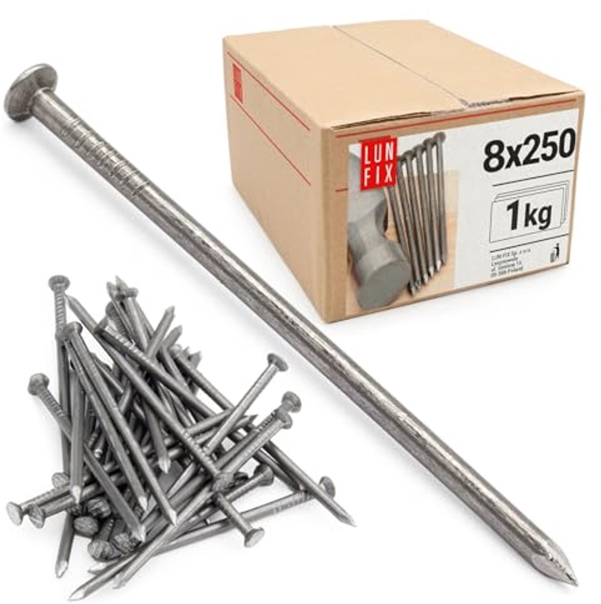Stalen spijkers 7,6 x 250 mm - 1 kg | Houten spijkers voor bouwwerkzaamheden | Onverzinkte baunnagels voor timmerwerk, DIY en ambachten