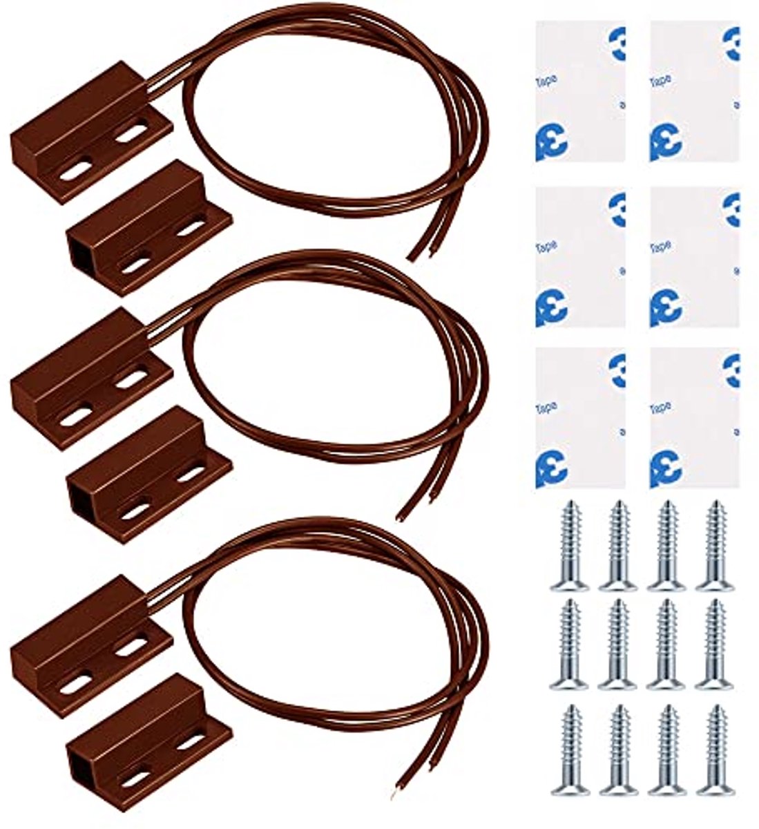 3 Stuks Magnetische Deursensor Alarm - Normaal Gesloten Magnetische Schakelaar