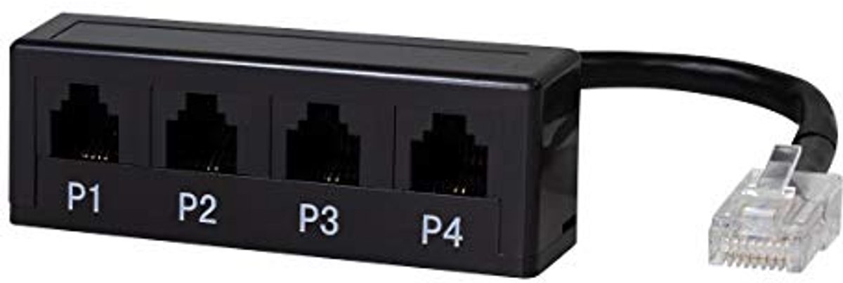 Modulaire adaptersplitter met 4 poorten voor RJ45 en RJ11