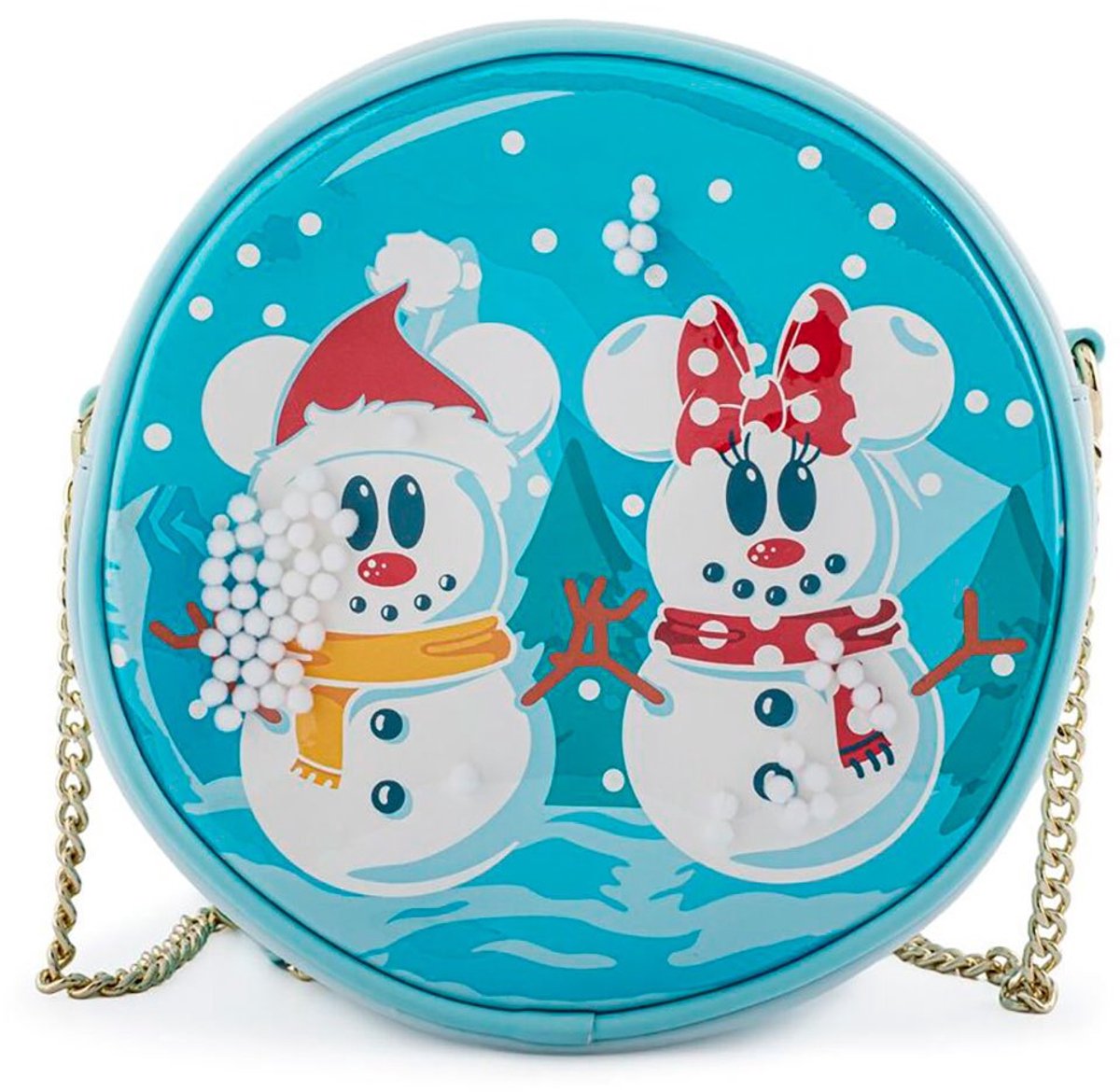 LF DISNEY SNOWMAN MICKEY MINNIE SNOW GLOBE CROSSBODY BAG