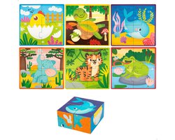 Lisciani - Montessori Baby - houten cubes en puzzel 2 in 1