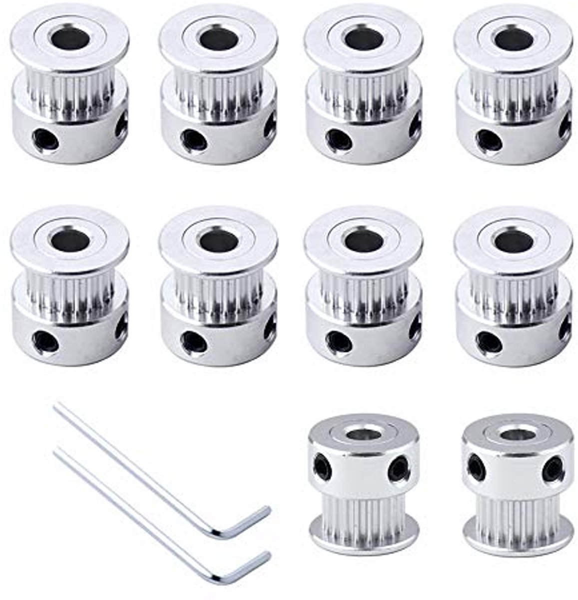 10 Premium Aluminium GT2 Tandriemschijven voor 3D-Printers - 20 Tanden, 5 mm Binnenboring