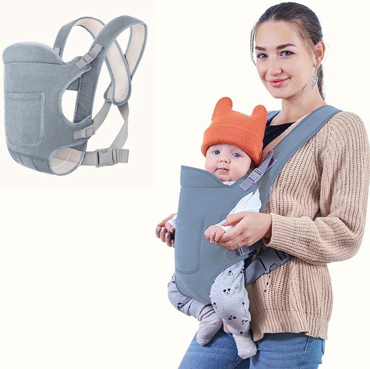 Image of 4-in-1 baby drager - 4 draagposities - elastische draagzak - eenvoudig te gebruiken en installeren - unisex - verstelbaar - multifunctionale rugzak - geschikt tot