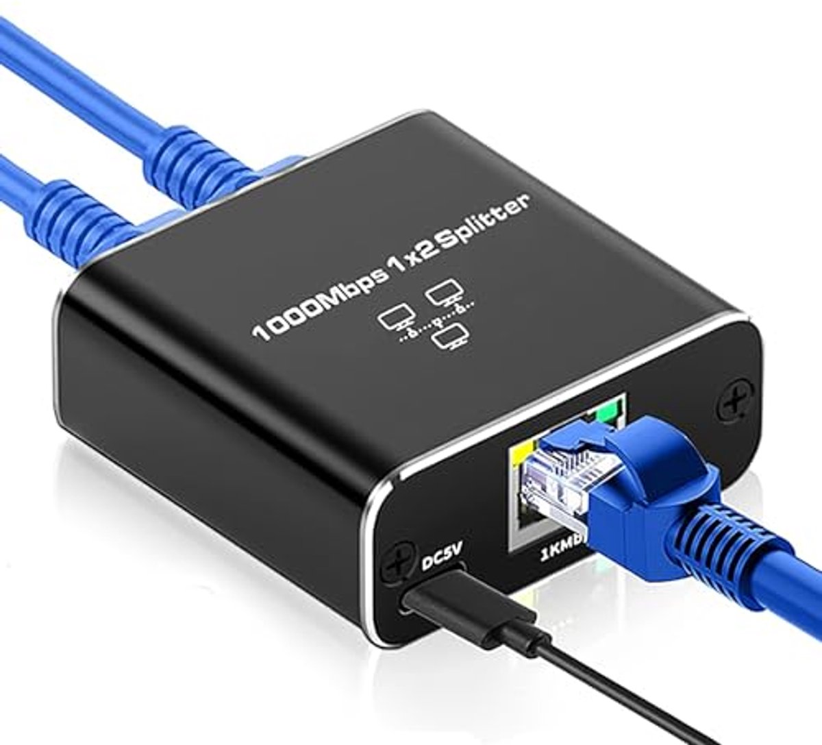 Gigabit Ethernet Splitter 1 naar 2 - 1000 Mbps Switch voor Netwerkverbindingen