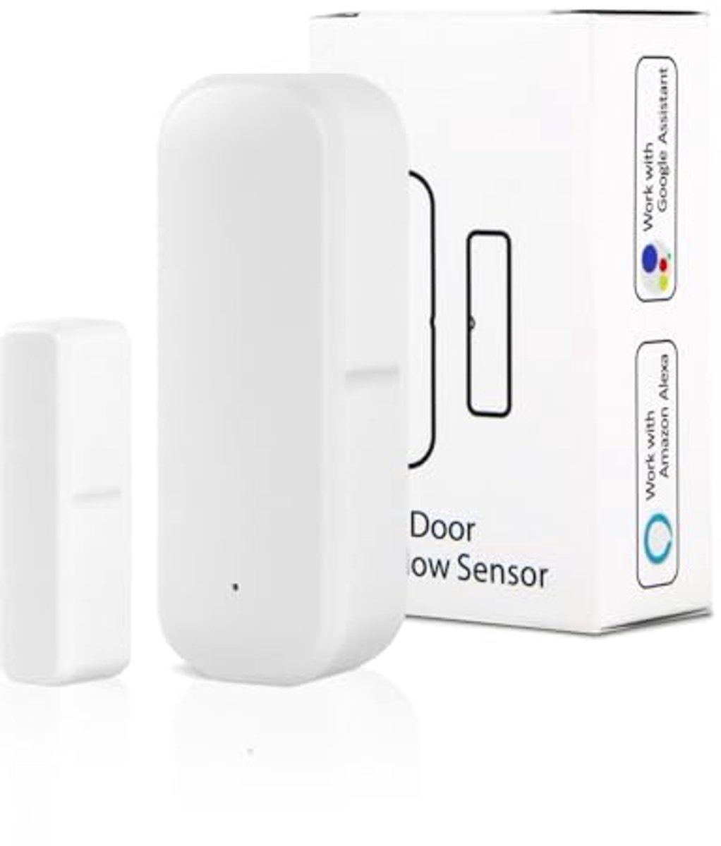 Slimme magnetische deursensor met wifi - Inbraakalarm voor deur en venster - Ondersteuning voor Alexa en Google Assistant - Real-time meldingen
