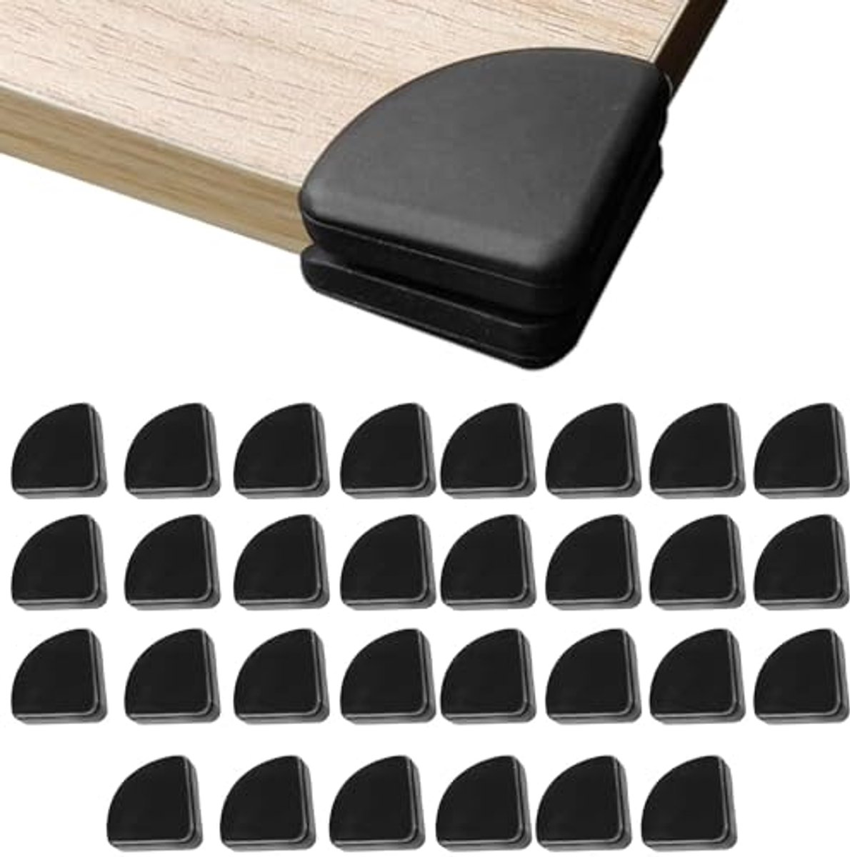Image of 30 Stuks Siliconen Hoekbescherming voor Kinderen – Zwarte Meubelbescherming tegen Stoten
