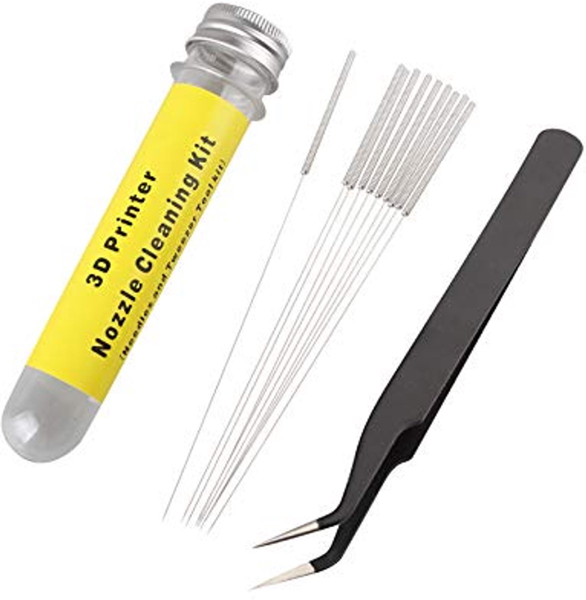 3D Printer Nozzle Cleaning Kit met 0.4mm Naalden en Pincet - Set van 11