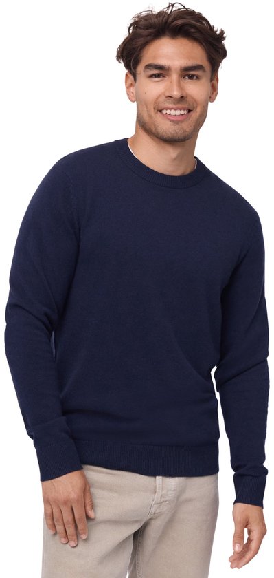 Pull DANISH ENDURANCE en laine mérinos et cachemire mélangés - Pull col rond en maille Premium - Douceur luxueuse - pour homme - Marine - Taille L